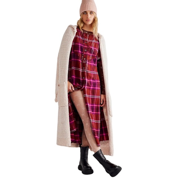 Free People Dresses & Skirts - Free People Outlaw Boho Plaid Maxi Top Midi Dress Size: Large